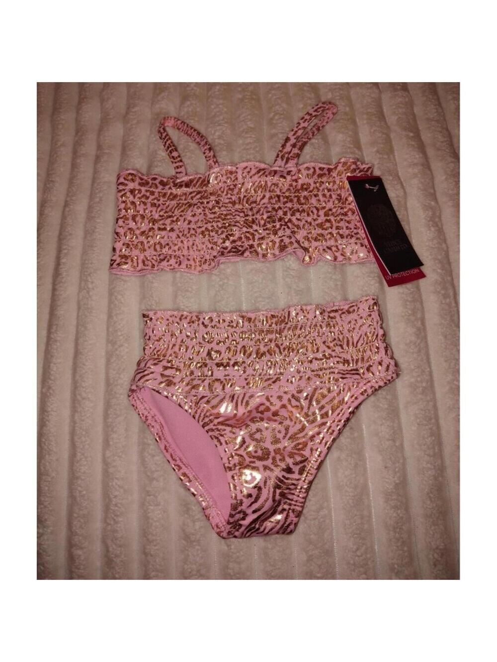 Vince Camuto Two Piece SwimSuit Toddler Girls Size 2T New with Tags Pink Gold